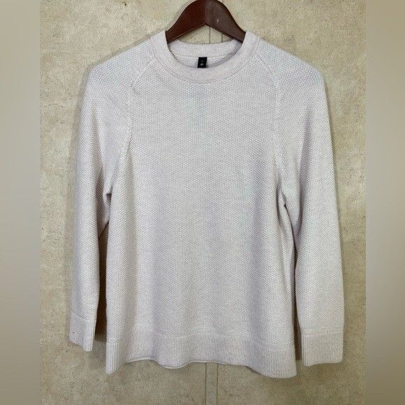 Flaw Lululemon Sweater Womens XS Cream Crew Neck Textured Cotton Blend Pullover - Picture 2 of 11
